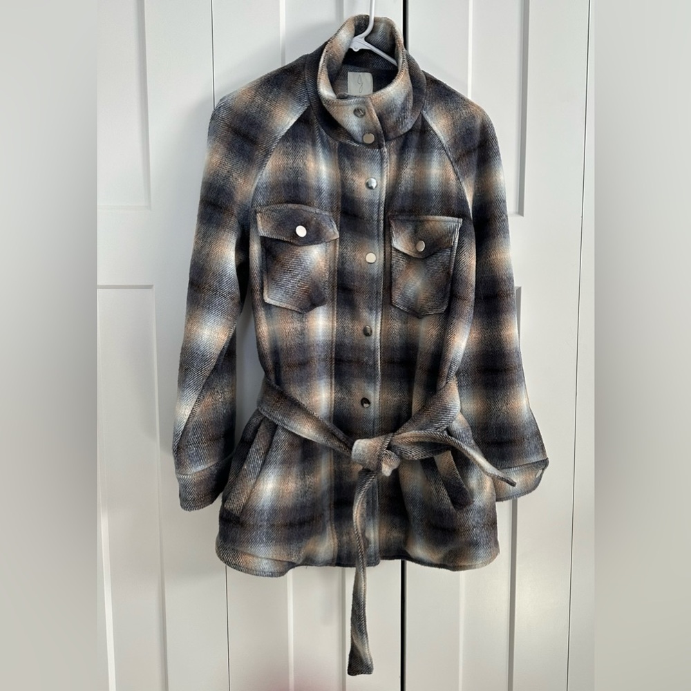 Joie Multicolor Plaid Belted Jacket M
